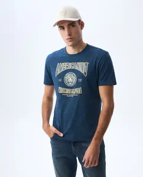 Camiseta Hombre Azul Talla S 841G001_AZU184039 Americanino