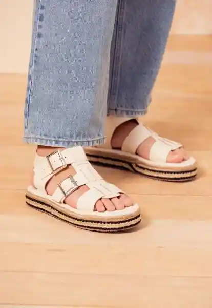 Sandalias Plataforma Yute Color Ivory Talla 37