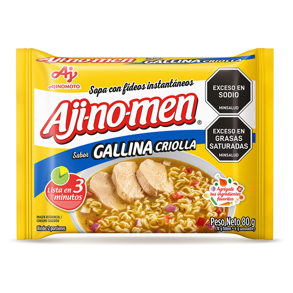 Sopa Instantánea Ajinomen Con Fideos Y Gallina Criolla X80G