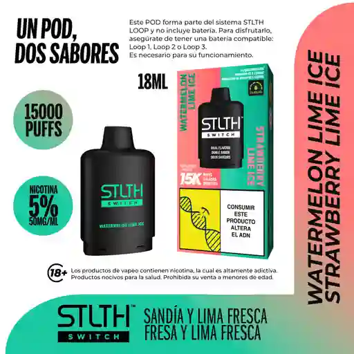 Stlth Vapeador Switch Pod Watermelon Lime Ice & Strawberry