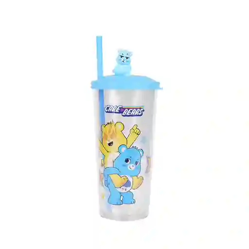 Vaso de Plástico Colección Care Bears Azul Con Pitillo Miniso