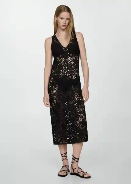 Vestido Ama Negro Talla M Mujer Mango