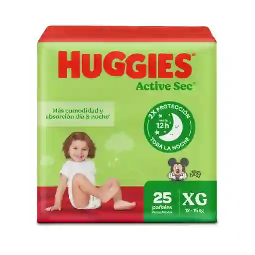 Pañales Huggies Active Sec Etapa 4/XG Más Comodidad 25 Und