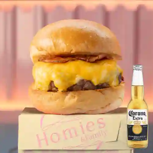 Combo Colby Jack Burger + Corona 350 ml