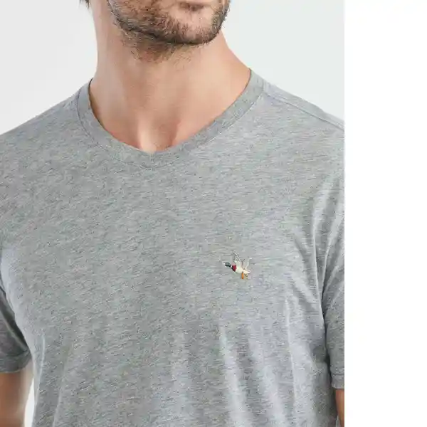 Camiseta Básica Cuello V Hombre Gris Jaspe Talla XL Chevignon