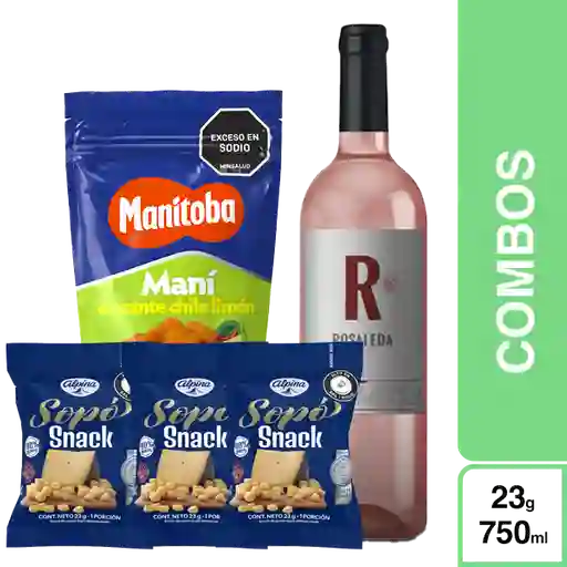 Combo 3 Rosaleda Vino Rosado + Snack Sopo + Crocante Chile Limón