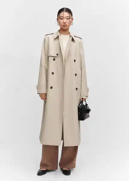 Abrigo Trench Chicago Piedra Talla XL Mujer Mango