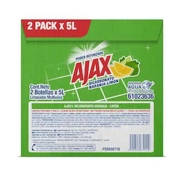 Ajax Pack Limpia Pisos Bicarbonato Naranja-Limón