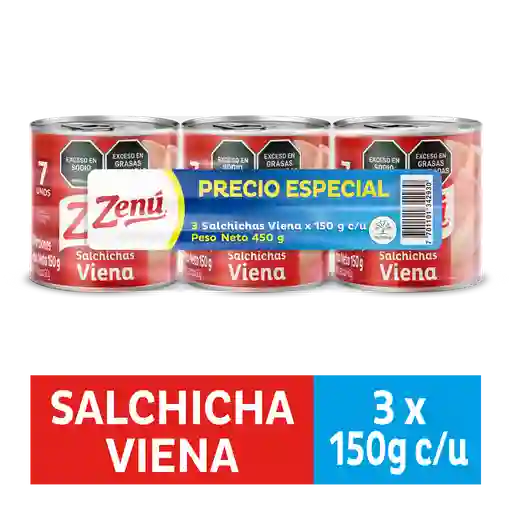 Salchicha Viena Zenú Precio Especial x 3 x 150 g