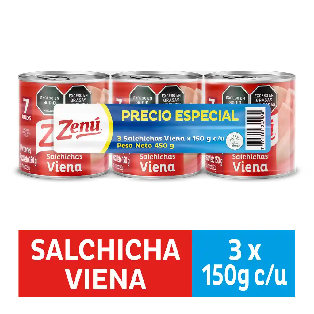 Salchicha Viena Zenú Precio Especial x 3 x 150 g