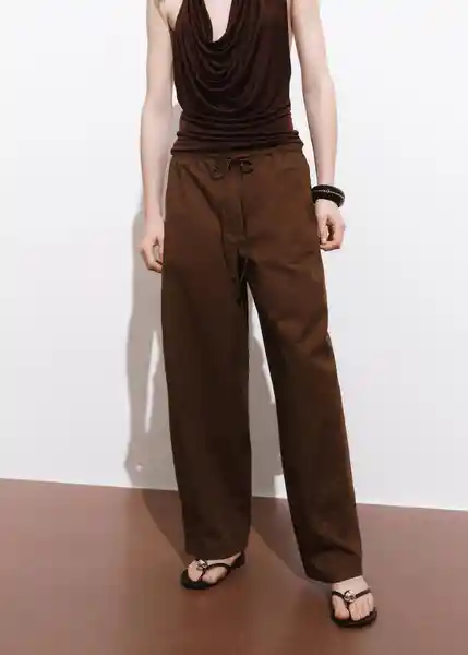 Pantalón Lupe Marrón Talla L Mujer Mango