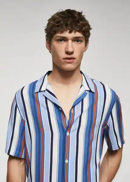 Camisa Begur Azul Talla M Hombre Mango