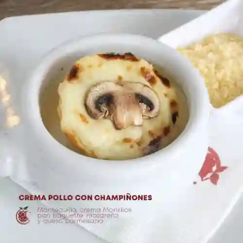 Crema de pollo con champiñones