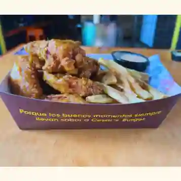 Alitas x6 apanadas + papas