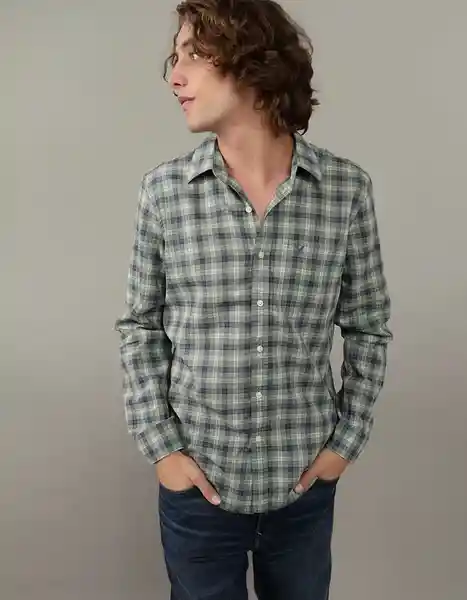 Camisa Hombre Verde Talla Medium American Eagle 01532576