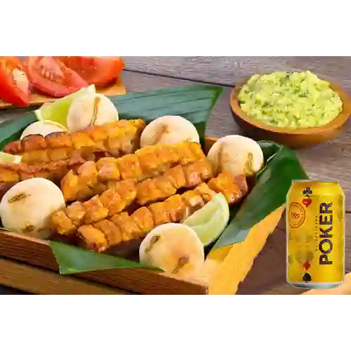 Combo Chicharrón + Cerveza Poker Lta 330ml