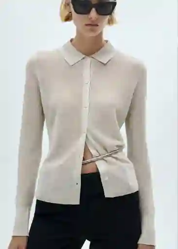 Abrigo Cardigan Kling Plata Talla XS Mujer Mango