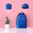 Mochila Básica Con Detalles en Contraste Azul Miniso