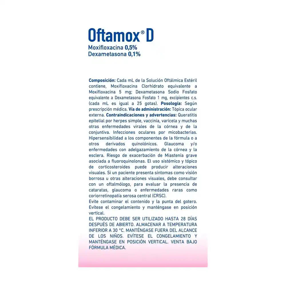 Oftamox Moxifiloxacina (0.5%) Dexametasona (0,1%)