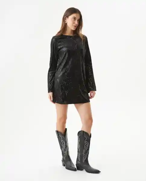 Vestido Sequin Dress Negro Sombrio Ultraoscuro T.XS Chevignon