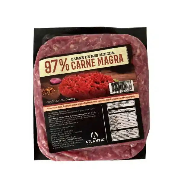 Atlantic Carne Molida de Cerdo 97/3 450 g