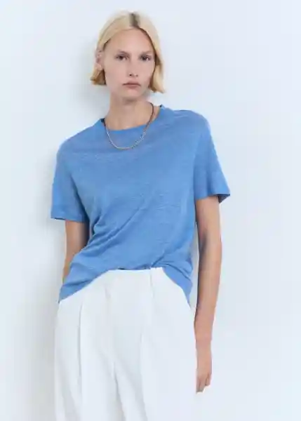 Camiseta Lenu Celeste Talla S Mujer Mango