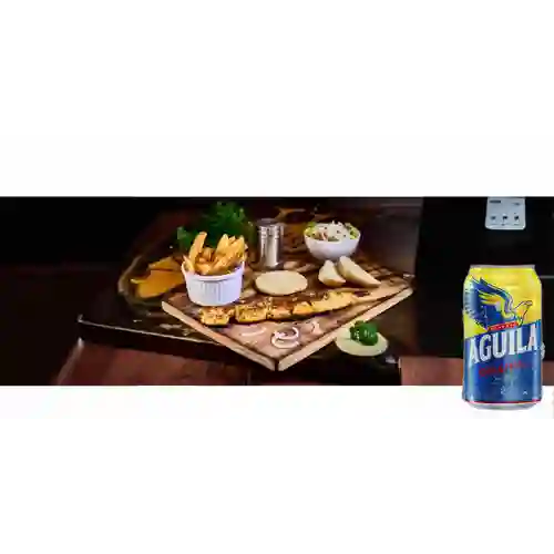 Combo Chuzo Pollo + Cerveza Aguila Original Lta 330ml