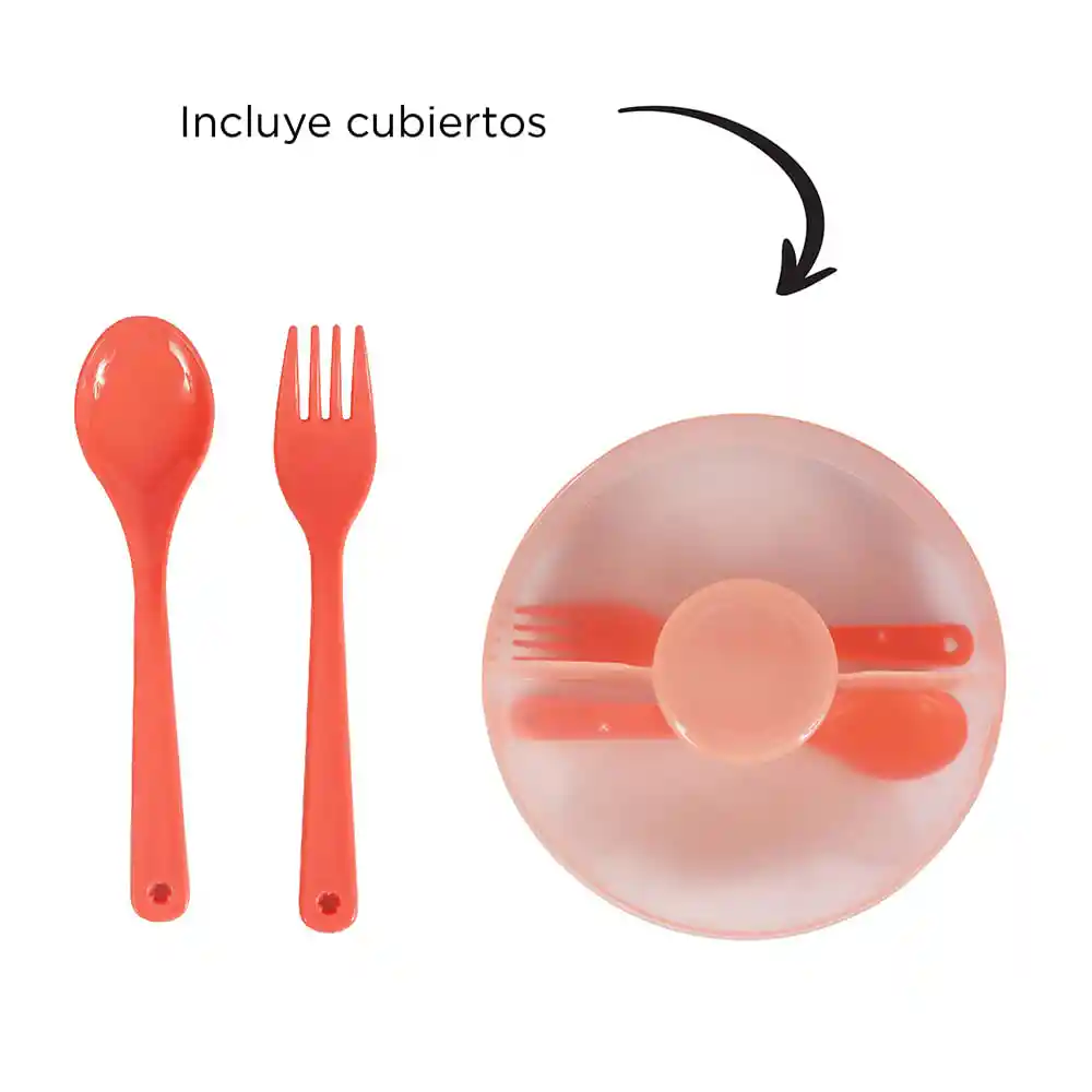 Miniso Recipiente Para Ensalada Con Separador Grande Naranja