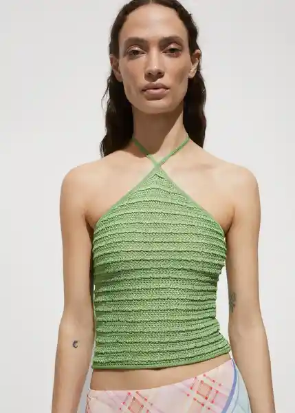 Top Milan Verde Pastel Talla M Mujer Mango