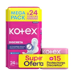 Kotex Toalla Higiénica Discreta + Protectores