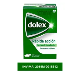 Dolex Acetaminofen Analgesico Alivio del dolor y la fiebre Rapida Accion x 200 tabs