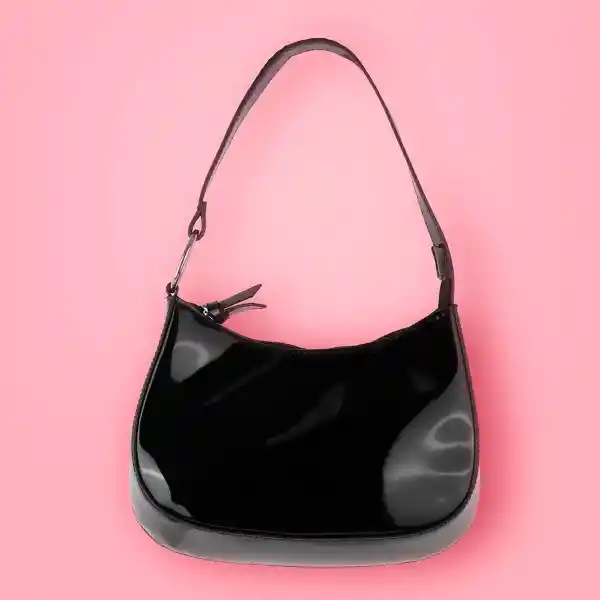 Bolso Hobo Charol Negro Miniso