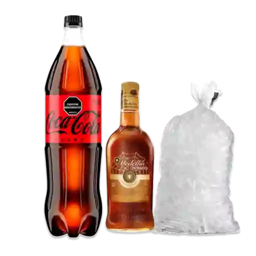 Combo Coca Cola Zero + Ron Medellin + Hielo