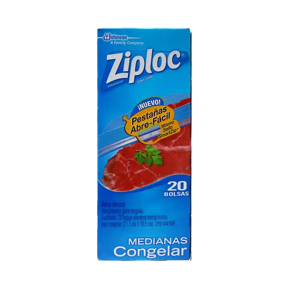 Ziploc Bolsa Reutilizable para Congelar Medianas 20 piezas