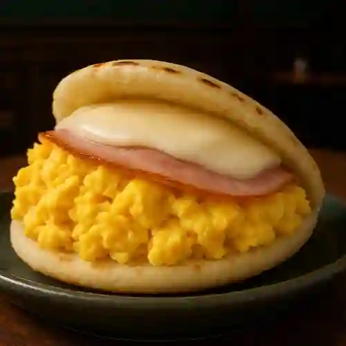 Arepa con Huevos, Jamón y Queso