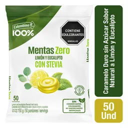 Colombina 100% Caramelo Duro Sabor a Limón y Eucalipto sin azúcar 