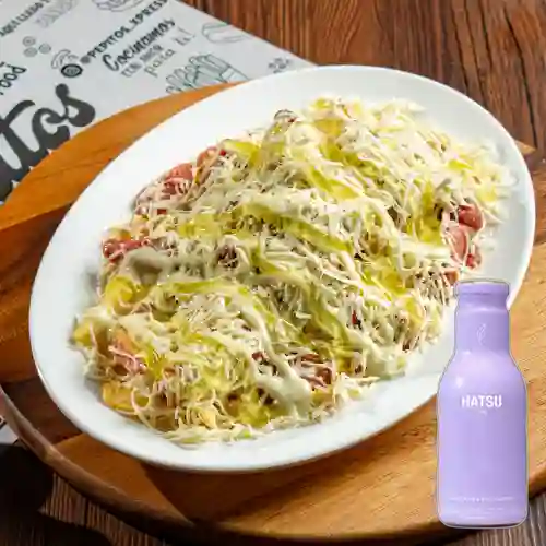 Combo Salchipapa Sencilla + Te Hatsu Lila 400 ml