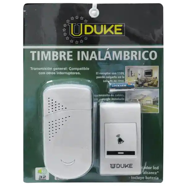 Uduke Timbre Inalámbrico Energía Frecuencia Exclusiva HT60121