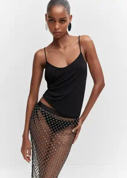 Top Appen Negro Talla L Mujer Mango