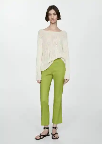 Pantalón Santori Verde Talla 40 Mujer Mango