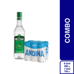 Combo Andina Light 6 Und + Nectar Aguardiente Club Sin Azúcar