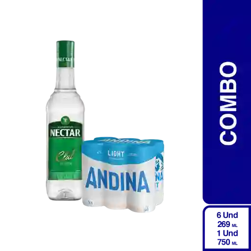 Combo Andina Light 6 Und + Nectar Aguardiente Club Sin Azúcar