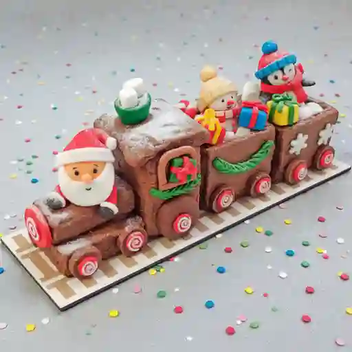 Tren de brownie navideño
