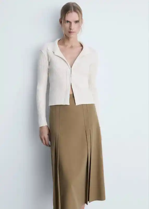 Falda Camu-w Khaki Talla L Mujer Mango