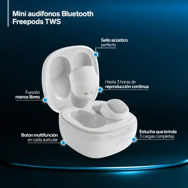 Steren Audífonos Bluetooth True Wireless Blanco
