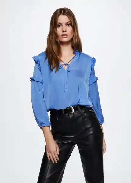 Blusa Amalia-W Azul Talla S Mujer Mango