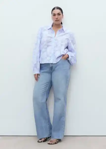 Camisa Palomo Celeste Talla S Mujer Mango