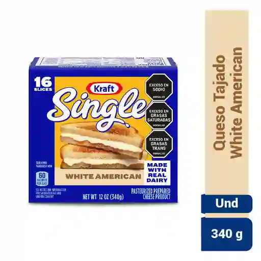 Queso Kraft Singles White American 340 Gr