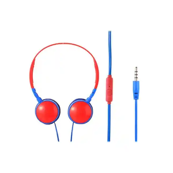 Audífonos Cable Con Micrófono Mod 23L02 Rojo Azul Miniso