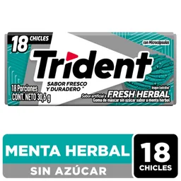 Chicle Trident Sin Azúcar de Menta Herbal 18 Unid